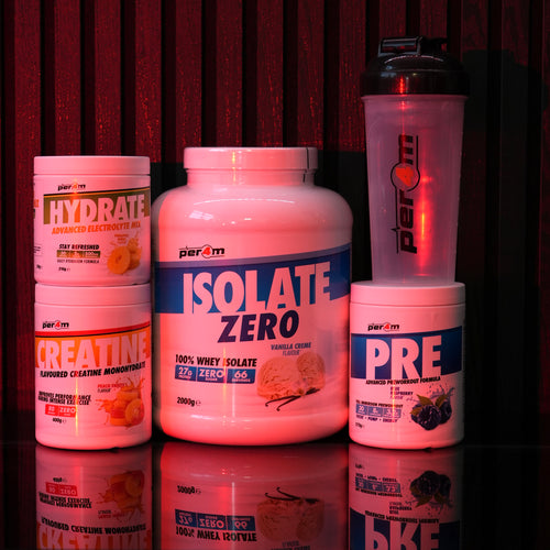 Per4m Bundle (Whey Protein Isolate, Pre-Workout, Electrolytes, Shaker)