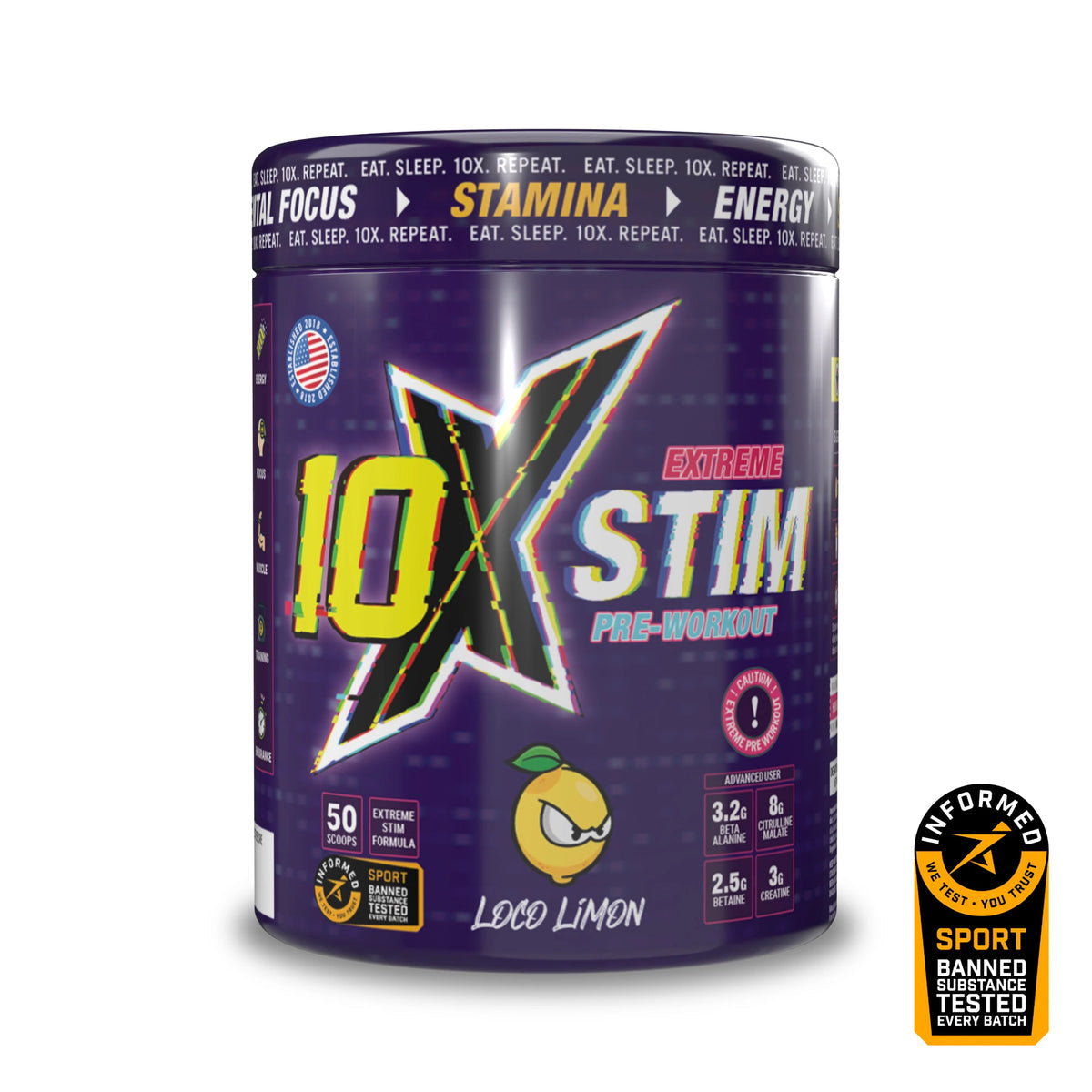 10x Athletic Extreme Stim Pre Workout FREE SHAKER !!