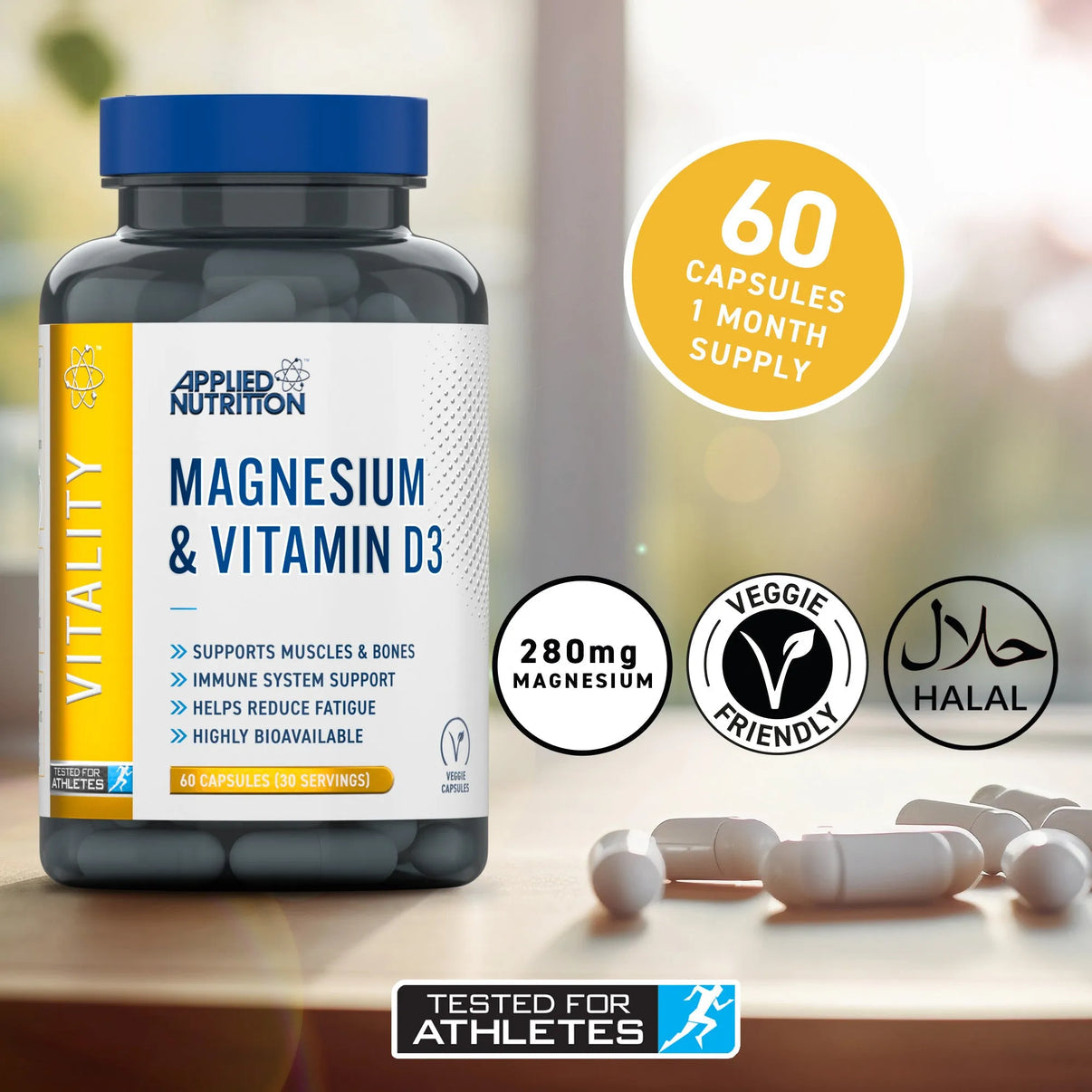 Applied Nutrition Magnesium & Vitamin D3 Capsules