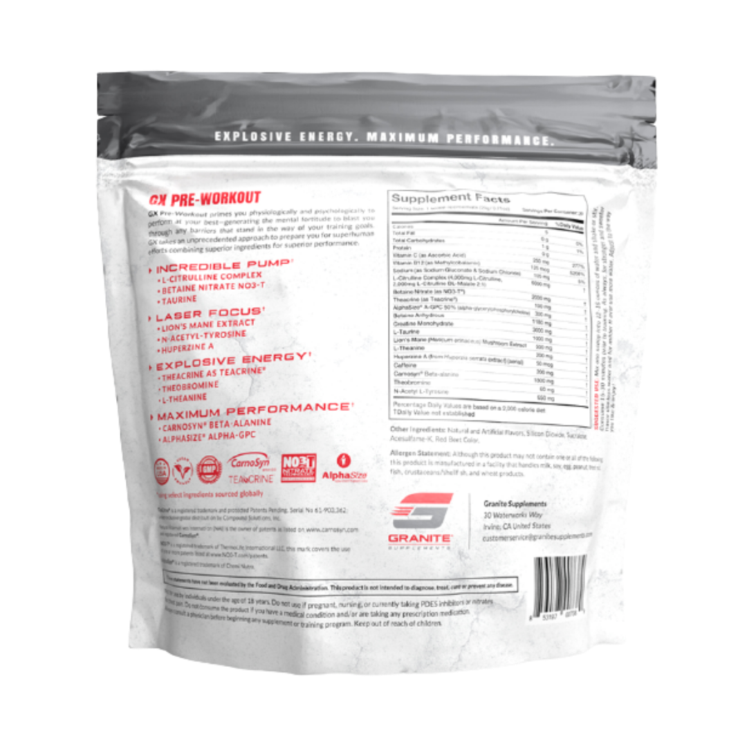 GRANITE SUPPLEMENTS GX Pre-Workout BBE July 2025