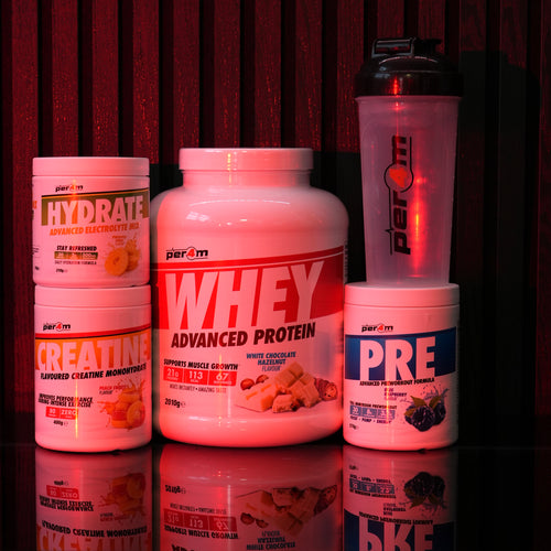 Per4m Bundle (Whey Protein, Pre-Workout, Electrolytes, Shaker)