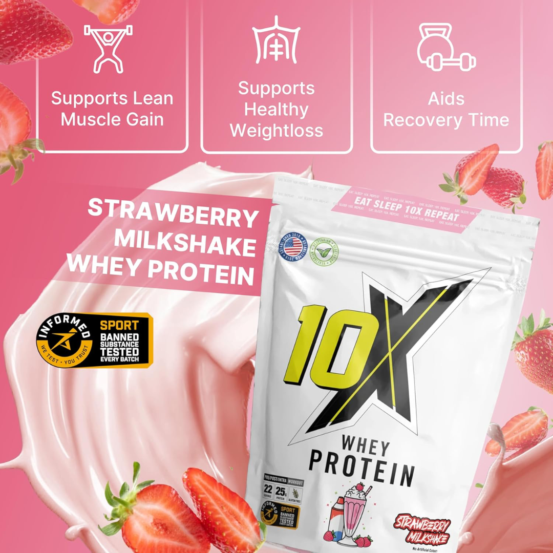 10X Athletic Whey Protein 700g Strawberry Milkshake