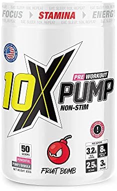 10X Athletic PUMP - Non-Stim Pre Workout - 600g