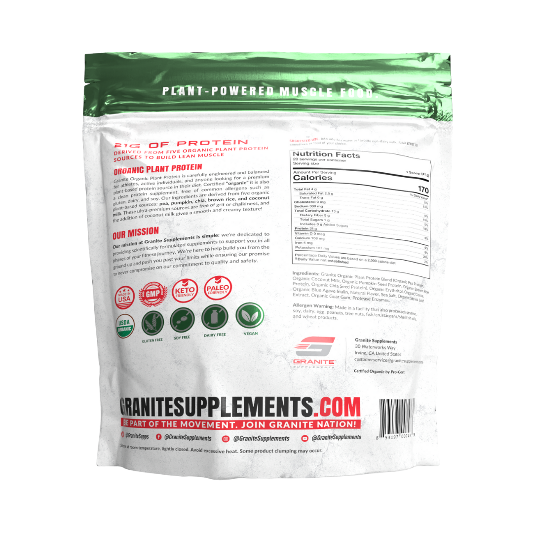 Granite Supplements Organic Plant Protein 20 servings Exp Nov 2025