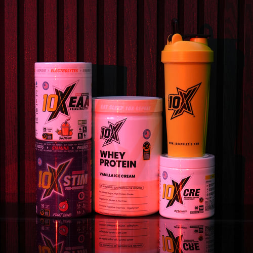 10x Athletic Bundle (EAA,     Pre-Workout, Whey Protein, Creatine, Shaker)