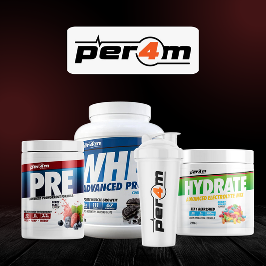 Per4m Bundle (Whey Protein, Pre-Workout, Electrolytes, Shaker)