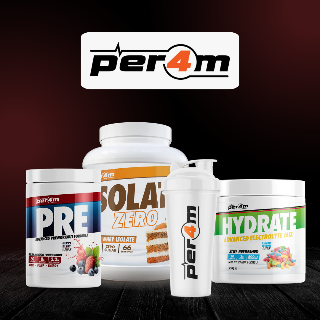 Per4m Bundle (Whey Protein Isolate, Pre-Workout, Electrolytes, Shaker)