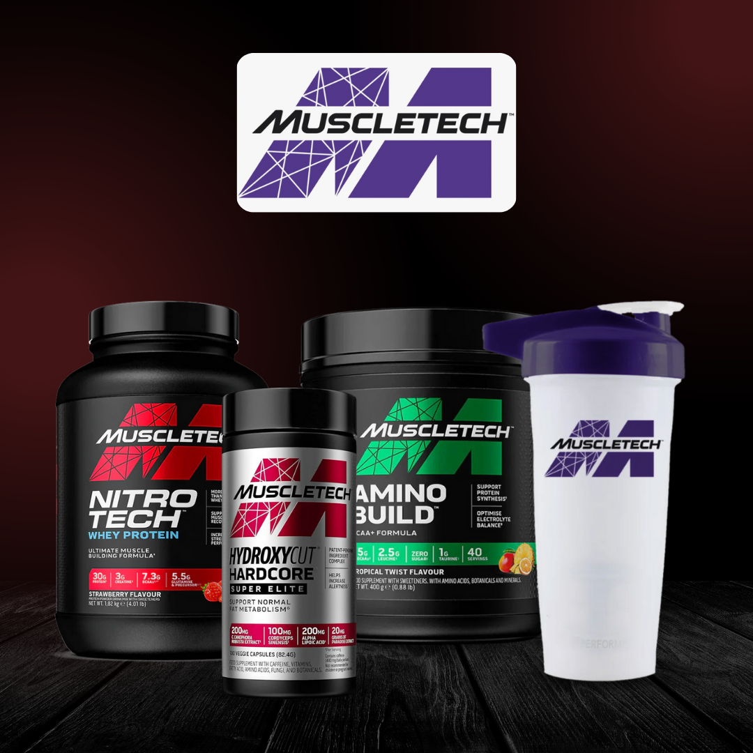 MuscleTech Bundle (Whey Protein, Amino, Fat Burner, Shaker)