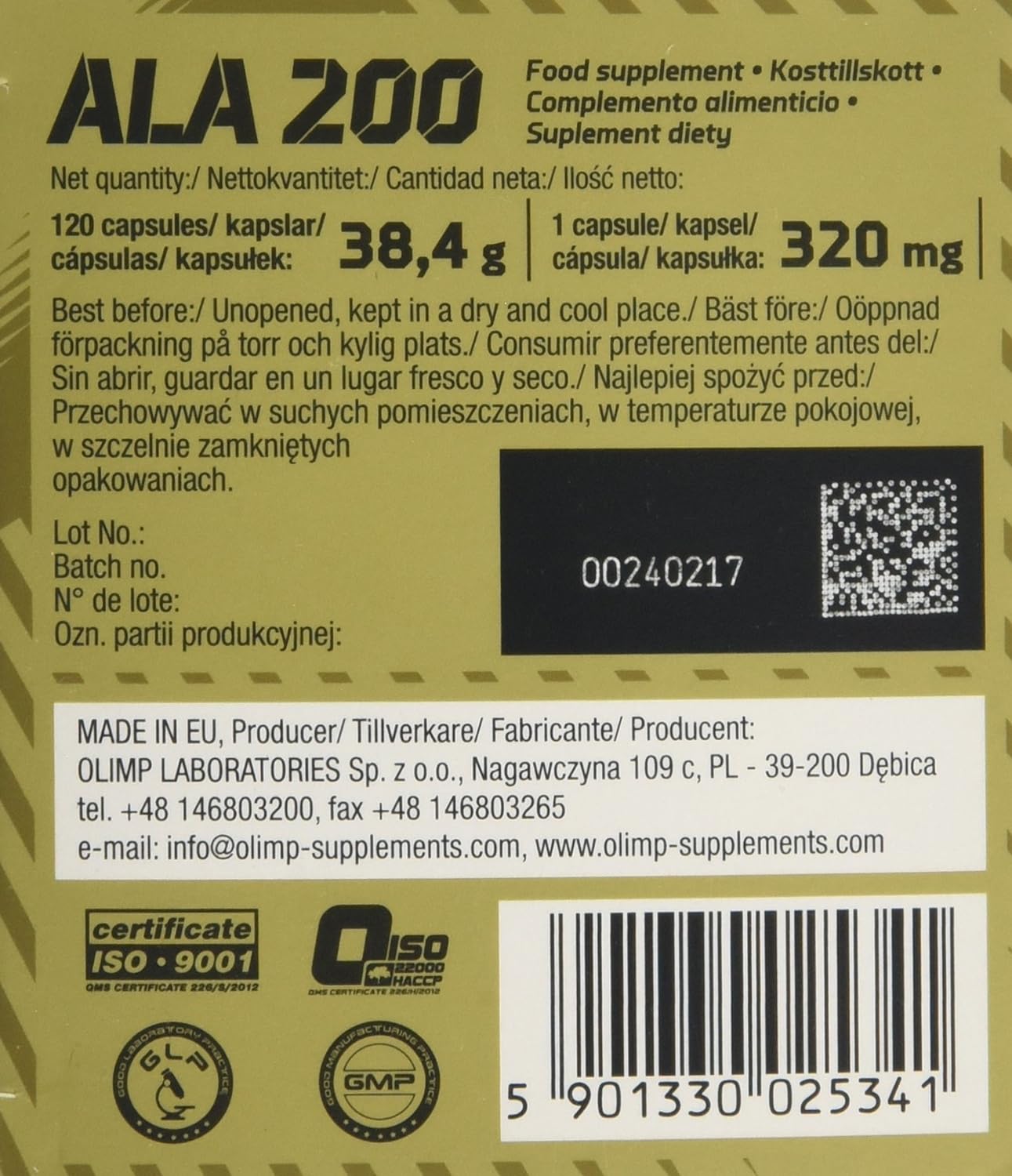 Olimp ALA 200 - Pack of 120 Capsules