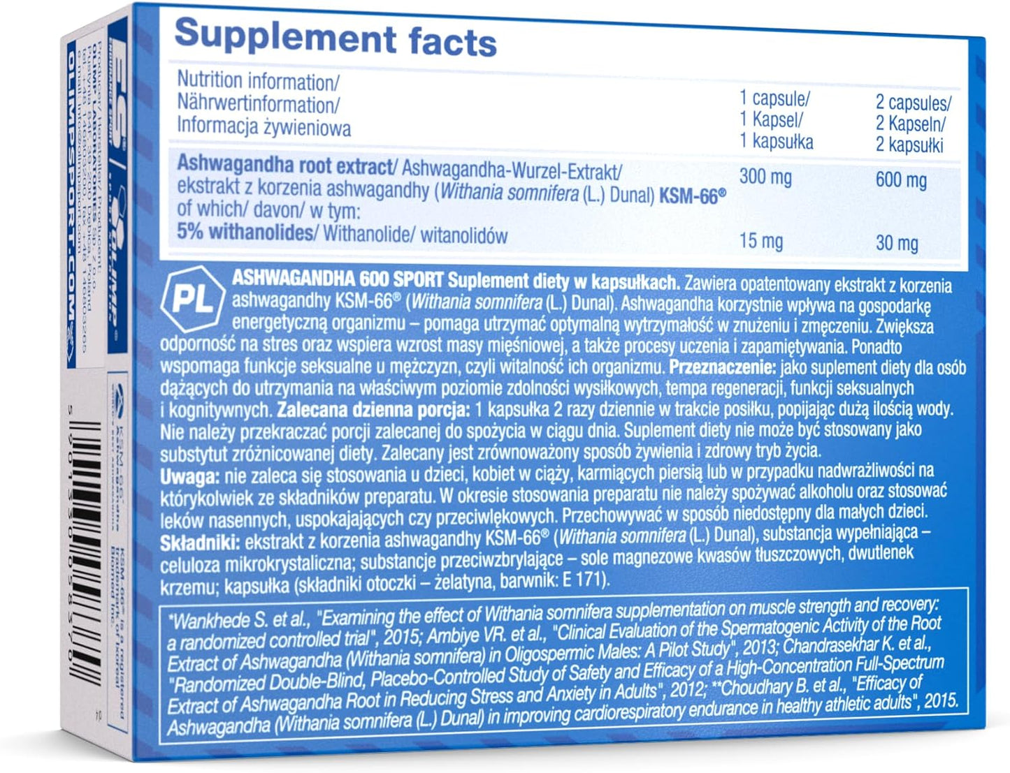 OLIMP NUTRITION ASHWAGANDHA 600 SPORT - 60 CAPS